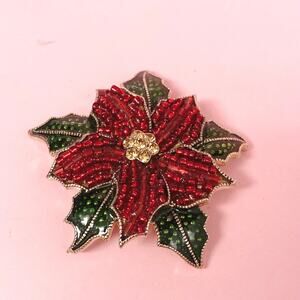 Vintage Liz Claiborne Poinsettia Flower Brooch